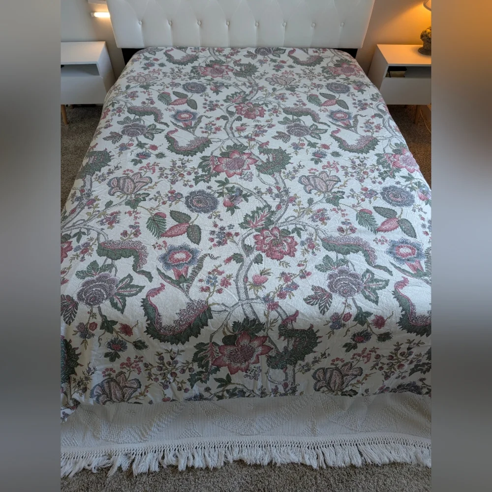 Pottery Barn Floral Duvet Cover King 108x92 Cotton Linen Botanical Cottagecore